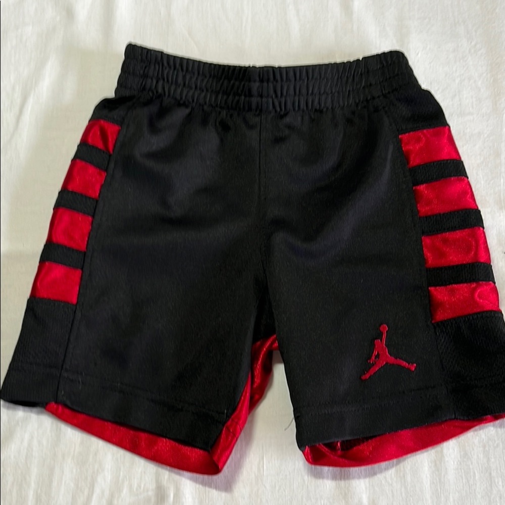 3T Jordan Black and Red Athletic Shorts with Jumpman Logo